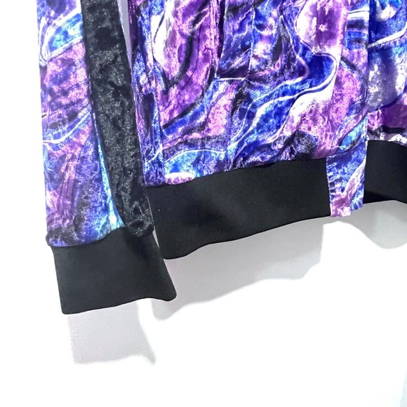 Victorious Soft Velvety Purple Marbled Tracksuit Zip up Top sz M - Picture 4 of 10